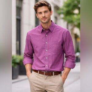 Chaps Men's Casual Button Down Shirt in Purple XL men’s